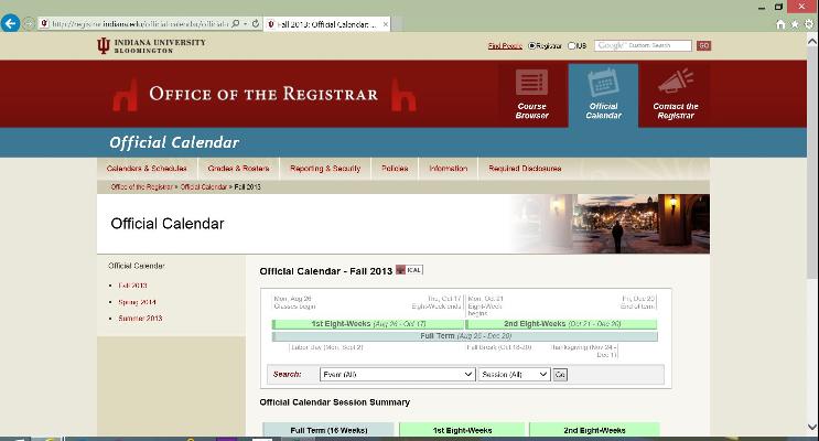 Academic Calendar | IU Bloomington | One.IU