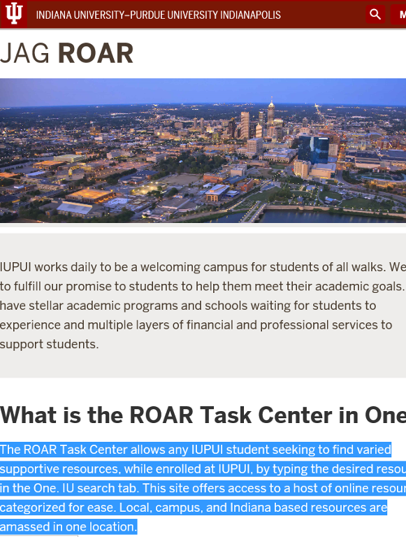 Iupui Financial Aid >> Roar Information Iupui Indianapolis One Iu Iupui Financial Aid >> Roar Information Iupui Indianapolis One Iu