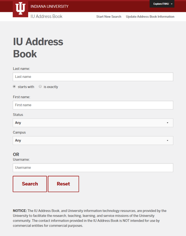 iu address book all iu campuses one iu