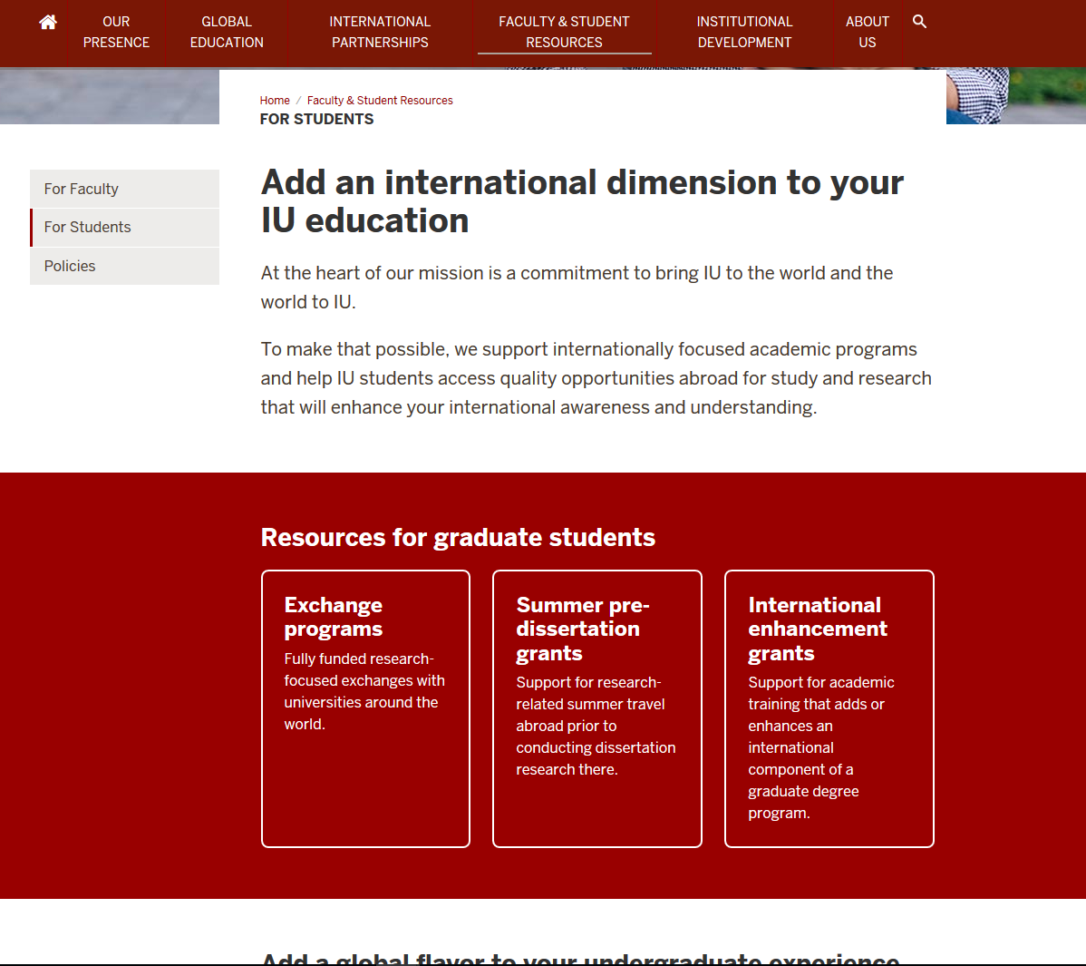 Graduate Student Funding For International Activities All IU Campuses